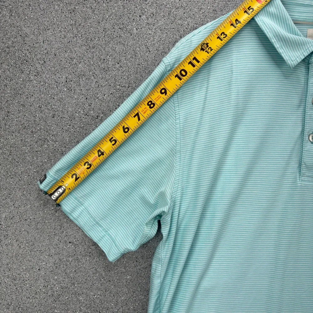 Ballyneal Linksoul Mens M Polo Shirt Mint Green White Stripe Golf Luxury - Picture 8 of 12